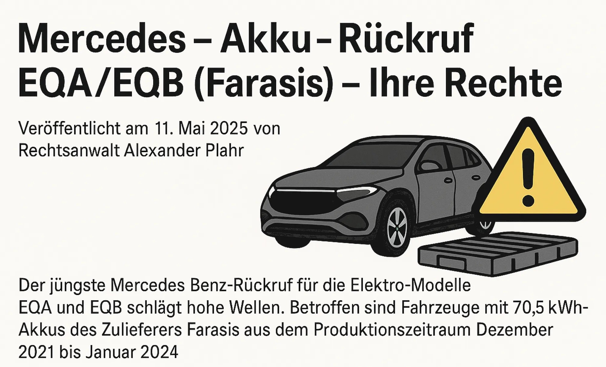 Mercedes Akku Rückruf für EQA und EQB Modelle wegen Brandgefahr und Reichweitenverlust